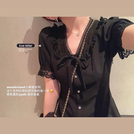 【金蘑菇菇 wonderland小黑裙】设计感小众连衣裙约会裙减龄少女 商品图3