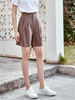 欧芮儿卡其色休闲裤女2021新款洋气百搭打褶A字阔腿西装短裤 商品缩略图1
