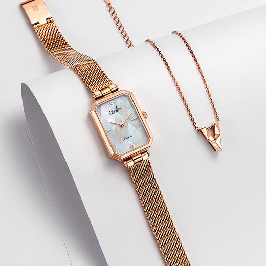 EBOHR依波手表女士真钻石小方盘INS风石英表5144 商品图3