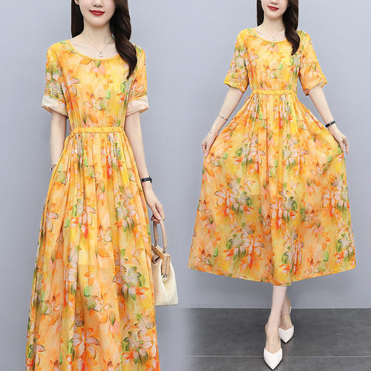 时尚简约，棉麻连衣裙大码印花连衣裙HR-ZMFS21603 商品图3