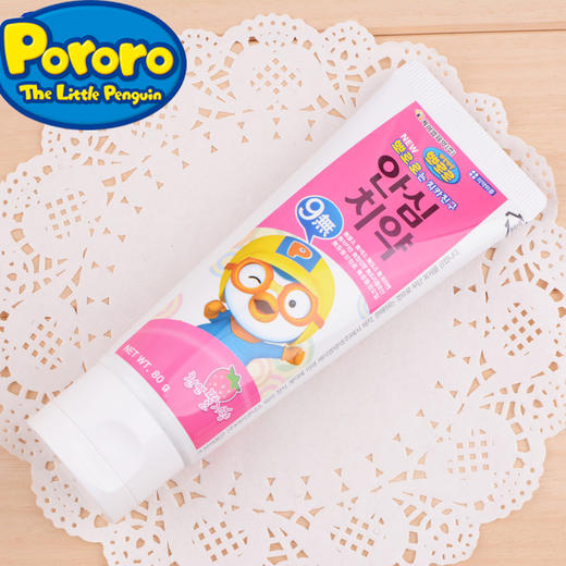 韩国啵乐乐幼儿牙膏9无 80g 草莓味/苹果味 适合3-5岁的宝宝111696/111697 商品图3