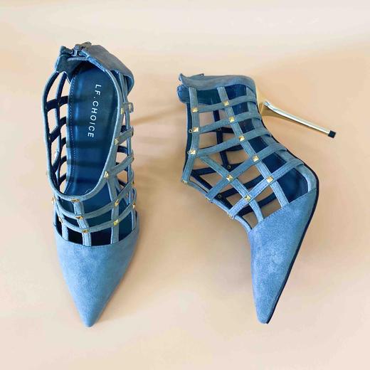 LF.CHOICE  B503   夏季透气网格罗马性感凉靴女尖头高跟鞋细跟拉链短靴 商品图5
