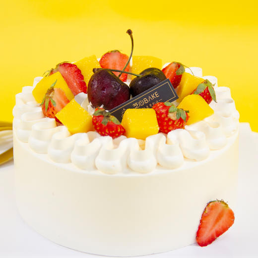 （咸味）奶油【夏の温情】- 新鲜水果+焦糖脆片夹心，细腻奶油糅卷成裙摆状 用温柔撑起了盛夏 芒果和草莓并肩相拥 微风轻吹，鲜果汁水低落奶油 空气都变得爽朗起来 商品图1