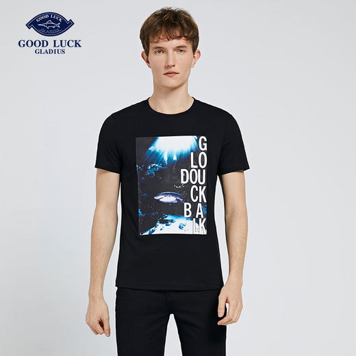 GOOD LUCK德鲨时尚印花弹力圆领T恤FY03522-810 商品图0