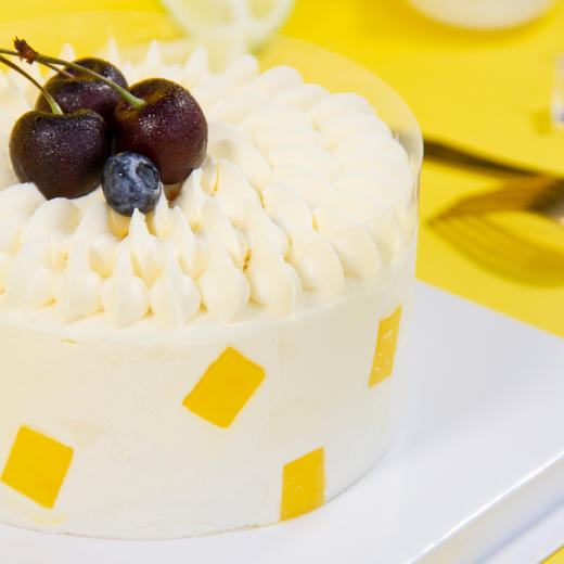 （咸味）奶油【秋の晚风】- 新鲜水果+焦糖脆脆夹心，镶嵌的方形芒果可以提高蛋糕的美感哦！ 商品图1