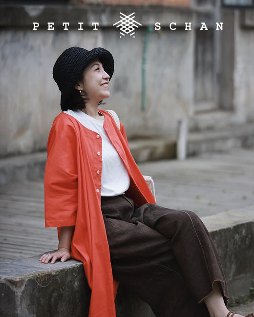 PETIT SCHAN小闪  CLO#026 Carrot胡萝卜  意大利进口亚麻混纺面料设计款洋橘红上衣/裤子 商品图1