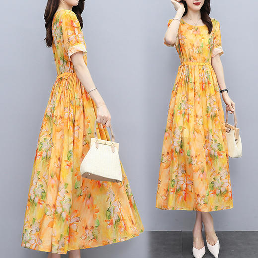 时尚简约，棉麻连衣裙大码印花连衣裙HR-ZMFS21603 商品图4