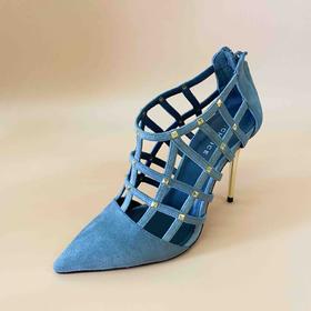 LF.CHOICE  B503   夏季透气网格罗马性感凉靴女尖头高跟鞋细跟拉链短靴