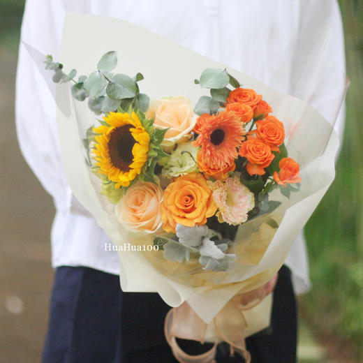 美好时光（A、B款入）丨向日葵香槟玫瑰精致花束 商品图0