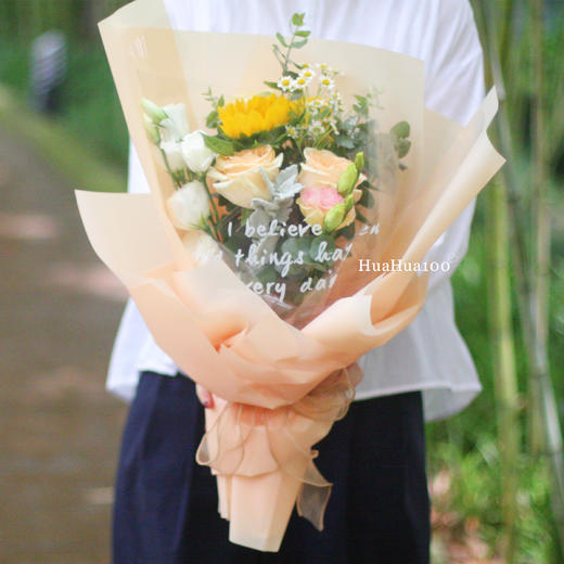 美好时光（A、B款入）丨向日葵香槟玫瑰精致花束 商品图6