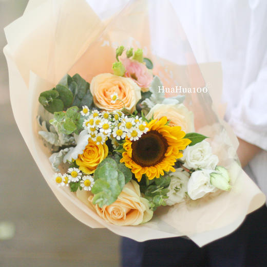 美好时光（A、B款入）丨向日葵香槟玫瑰精致花束 商品图8