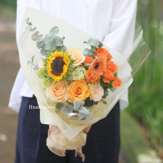 美好时光（A、B款入）丨向日葵香槟玫瑰精致花束 商品图2