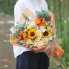 橘彩星光丨香槟玫瑰向日葵混合花束 商品缩略图1