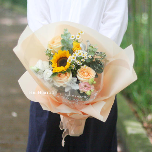 美好时光（A、B款入）丨向日葵香槟玫瑰精致花束 商品图7