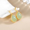 TZW-S925纯银耳钉金色和田青玉耳坠女士个性水滴耳饰 商品缩略图1