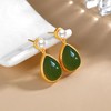 TZW-S925纯银耳钉金色和田青玉耳坠女士个性水滴耳饰 商品缩略图3