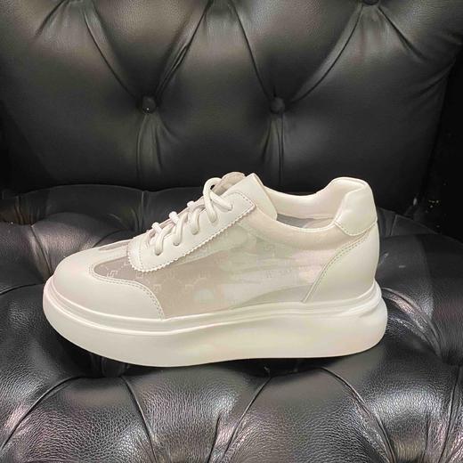 LFGJ  2279  牛皮搭网纱圆头简约镂空系带松糕底舒适时尚休闲鞋 商品图1