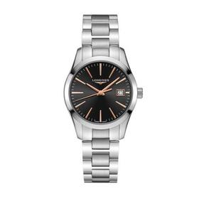 【包税】预定款1个月 LONGINES/浪琴 康铂系列精钢石英机芯女士黑色表盘腕表29.50毫米L2.286.4.52.6