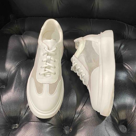 LFGJ  2279  牛皮搭网纱圆头简约镂空系带松糕底舒适时尚休闲鞋 商品图5