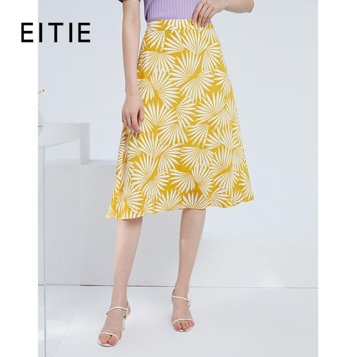 EITIE爱特爱夏季新款时尚气质清新印花A字显瘦百搭中腰半身裙6606306 商品图0