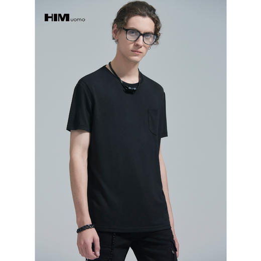 HIM漢崇 男装2021夏季纯色修身男士短袖T恤百搭青年上衣 商品图2