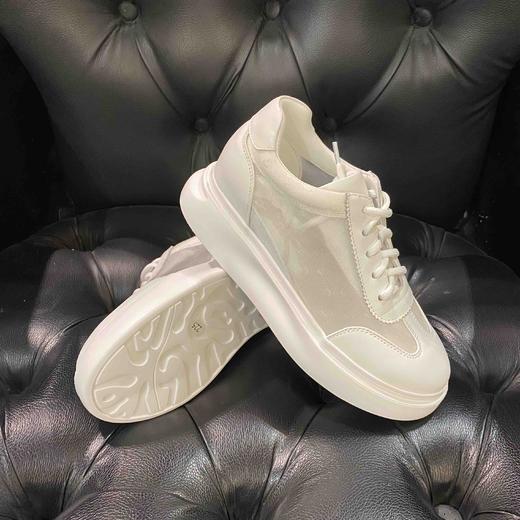 LFGJ  2279  牛皮搭网纱圆头简约镂空系带松糕底舒适时尚休闲鞋 商品图4