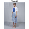 VIMAGE纬漫纪女装夏季新款高腰印花雪纺不规则半身裙V1506113 商品缩略图1