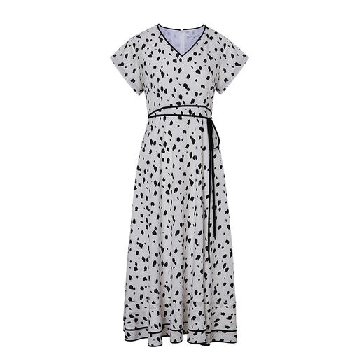 VIMAGE纬漫纪女装夏季新款V领系带雪纺高腰显瘦气质连衣裙长款薄V1507161连衣裙 商品图5