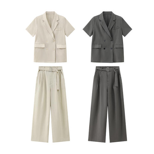 【99元/2件任选|不退换】100%亚麻夏季薄款短袖西服套装 商品图3