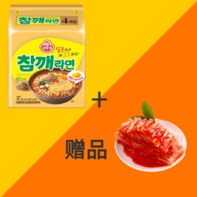 【组合】不倒翁 芝麻拉面4连包115g*4 +心家餐桌 切件泡菜450g