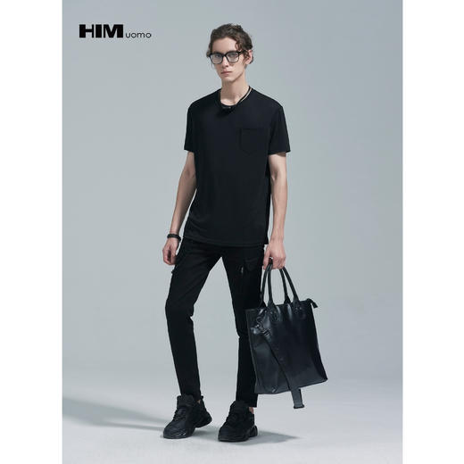 HIM漢崇 男装2021夏季纯色修身男士短袖T恤百搭青年上衣 商品图1