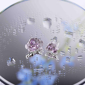 「睡莲」尖晶石钻石耳钉