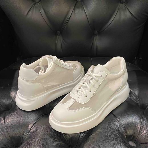 LFGJ  2279  牛皮搭网纱圆头简约镂空系带松糕底舒适时尚休闲鞋 商品图2