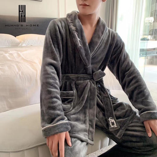 积分兑换 | Huang'sHome男士家居服2件套加厚连帽男士浴袍家居服（不支持无理由退换）[福利品] 商品图2