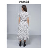 VIMAGE纬漫纪女装夏季新款V领系带雪纺高腰显瘦气质连衣裙长款薄V1507161连衣裙 商品缩略图3