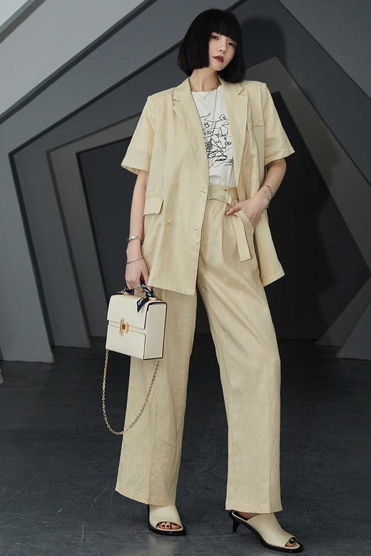 【99元/2件任选|不退换】100%亚麻夏季薄款短袖西服套装 商品图4