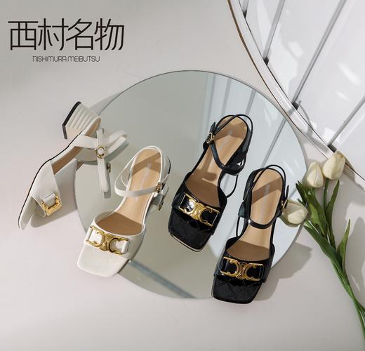 西村名物2021夏季新款金属扣时尚中跟凉鞋T21BG24091 商品图1