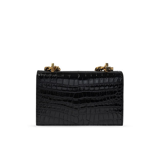 ALEXANDER MCQUEEN 亚历山大.麦昆 女士小号鳄鱼压纹皮革施华洛世奇水晶镶嵌手指骷髅单肩包 黑色 653134 1HB0T 1001 商品图2