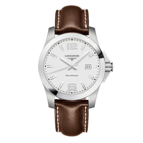 【包税】预定款1个月 LONGINES/浪琴  康卡斯系列 石英表精钢表壳银面皮质表带男表41毫米L3.759.4.76.5 商品图0