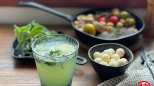 无糖莫吉托/鳖蛋/拌冰草/黑椒牛排/酱油煎蘑菇/煎小番茄【我用早餐叫醒你-38】 商品图0