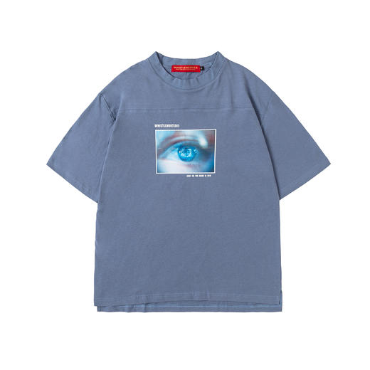 WHISTLEHUNTER宽松原创潮牌复古印花开叉半袖圆领T恤 oversize 商品图4