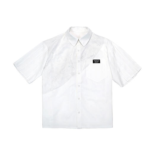 fragileheart易碎商店白色衬衫女春设计感小众学院风短袖衬衣薄款 商品图3