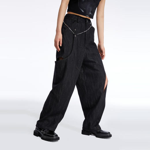 HOLONOMIC 原创不规则镂空分割链条设计感小众宽松牛仔阔腿裤 商品图2