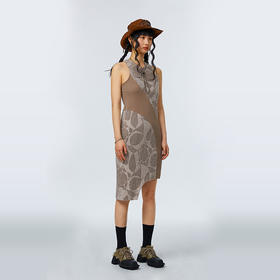 HOLONOMIC 原创拼接修身提花设计感小众印花背心连衣裙