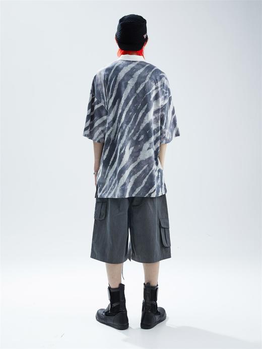 SFTTR 2021SS大廓形洗水做旧斜纹灰色宽松五分男女复古多口袋短裤 商品图2