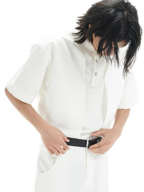 TERRAINCOGNITA21ss白色刺绣双层网眼polo衫立体浮雕百搭休闲衬衫