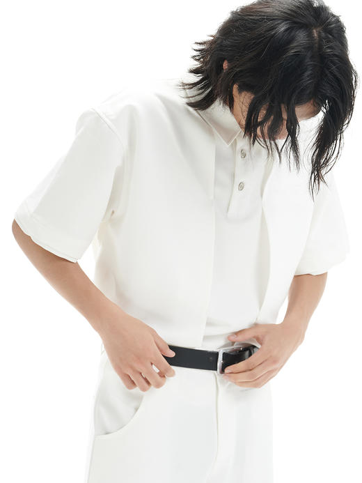 TERRAINCOGNITA21ss白色刺绣双层网眼polo衫立体浮雕百搭休闲衬衫 商品图0