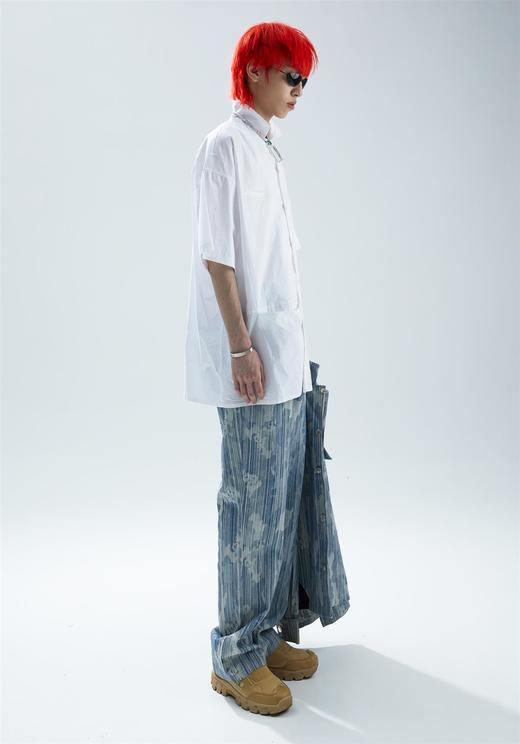 SFTTR 2021SS 断层裁片基础黑/白色解构男女休闲宽松廓形短袖衬衫 商品图1