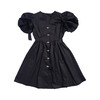 fragileheart易碎商店夏季原创V领短袖中长款黑色蝴蝶结连衣裙女 商品缩略图3