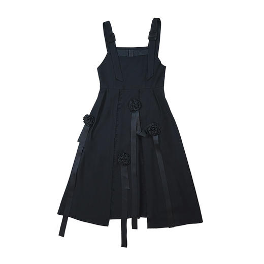 fragileheart易碎商店原创立体玫瑰花朵机能风织带背带连衣裙春季 商品图3